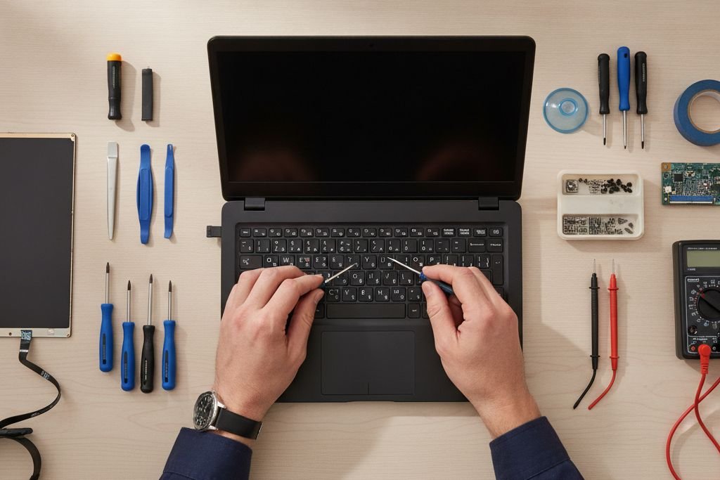 Bayrampaşa'da açılmayan laptop ekranı siyah kalmış teknisyen inceleme görseli